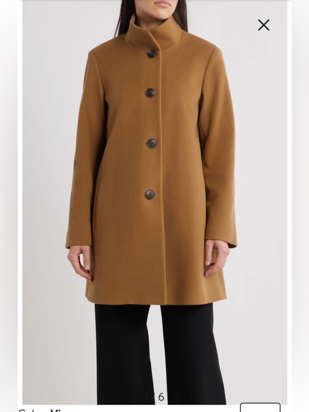 Fleurette Grace Stand Collar Camel Loro Piana Wool Coat Size 14